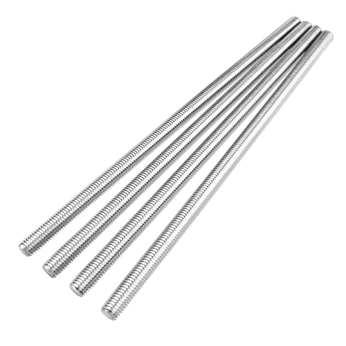 4pcs M12 x 250mm Fully Threaded Rod, 1.75mm Pitch, 304 Stainless Steel Long Threaded Screw, Right Hand Threads