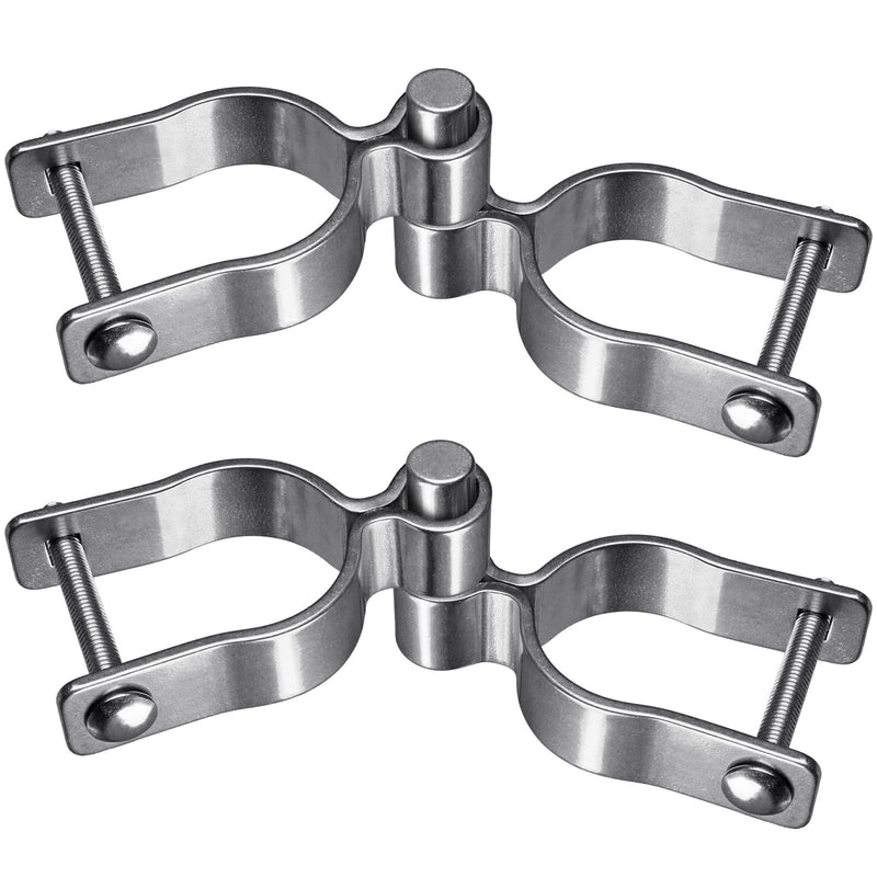 Insaga 2 Pack 1-7/8" Heavy Duty Chain Link Fence Gate Hinges, 304 Stainless Steel T-Post & Pipe Gate Hinge Kit with Frame and Post Brackets, Bolts & Nuts Included for Farm, Cattle, and Chain Link Gate Light Weight 1-7/8''-2Pack