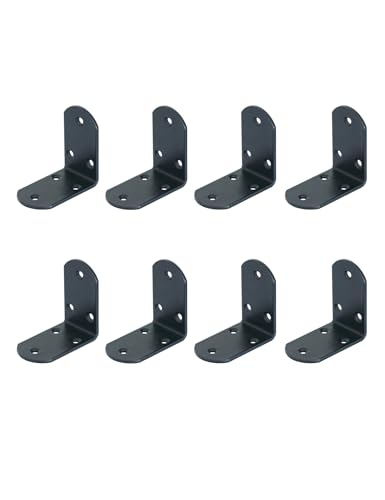 8Pcs Heavy Duty Corner Braces Solid Metal 90 Degree Joints Support Right Angle Brackets 3mm Thick Black, 65x65x38mm Corner Bracket Fastener for Wood Wall Shelves 65mmx65mmx38mm/2.6"x2.6"x1.5"