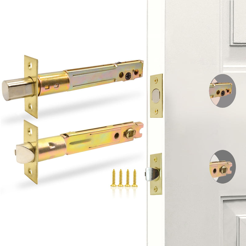 5-Inch Deadlatch & Deadbolt Latch Combo Door Lock Replacement Parts with Square Interface Fit 5 Inch Backset Standard Entry Doors Knobset or 90°Rotation Leverset, Polished Brass 5" Latch Combo