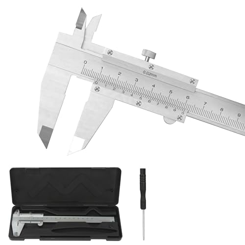 Stainless Steel Vernier Caliper, 150 mm Precision Caliper with Locking Screw, Spray Water and Dust-Proof Vernier Caliper for Household and Industry Measurement, Silver