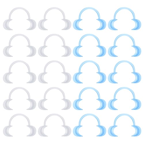 Tshaoun 20 Pieces Mouth Opener, Dental C-shape Clear Oral Cheek Holder, Mouth Lip Opener, Cheek Holder for Mouth Opener Challenge, Mouth Opener Mouth Angle Holder for Party Games and Teeth Whitening 2 Colors