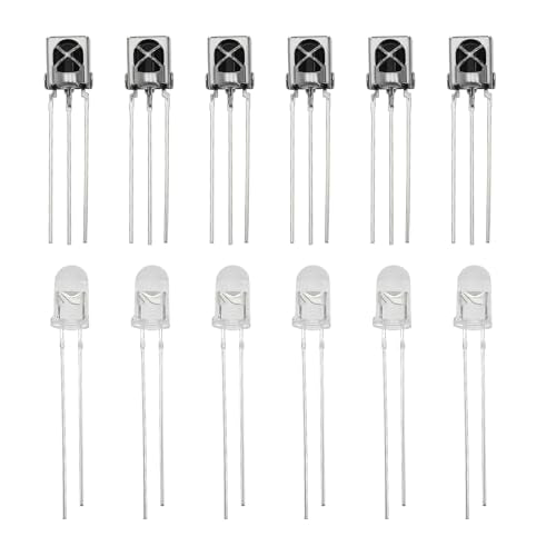 EMSea Pack of 20 Pairs Transmitter Receiver Kit 5 mm Infrared Transmitter VS1838B Infrared Receiver for Electronic Devices Photo Transistor Communication Devices