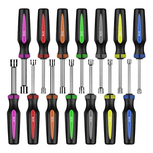 P.I.T. 14 PCS SAE and Metric Nut Driver Set,3/16 to 1/2 Inch & 5 to 11 mm Metric & SAE-14 Piece