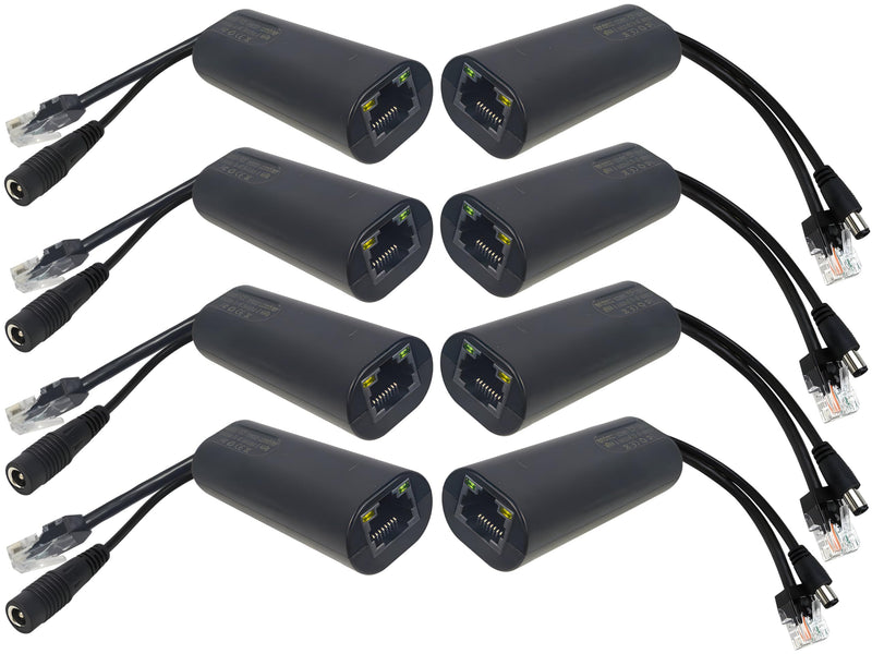 4-Pair Gigabit PoE Injectors Splitter Kits- Passive PoE Adapters (5-48V), up to 825ft Range, Ideal for Non-PoE IP Security Cameras & More PoE Adapter Kit