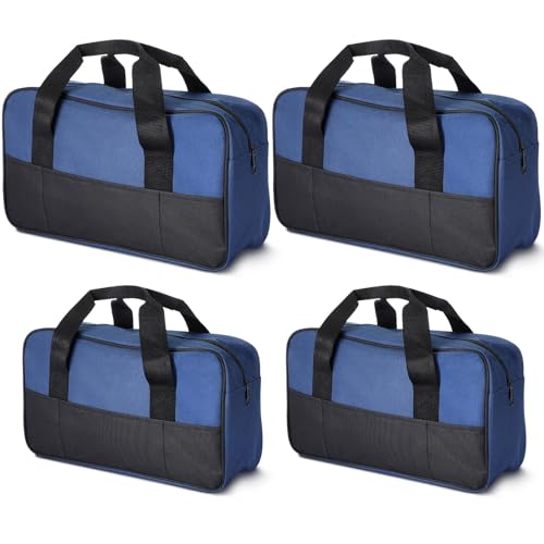 4 Pack 18 Inch & 14 Inch Waterproof Tool Bag with Zipper and Outside Pockets Wide Mouth Tool Tote Bag for Electrician Organizer Instrument, Electrician Carpenter Mechanic