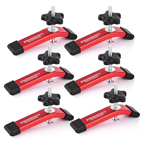 T track Hold Down Clamps for Woodworking,Red Color,6PK 6