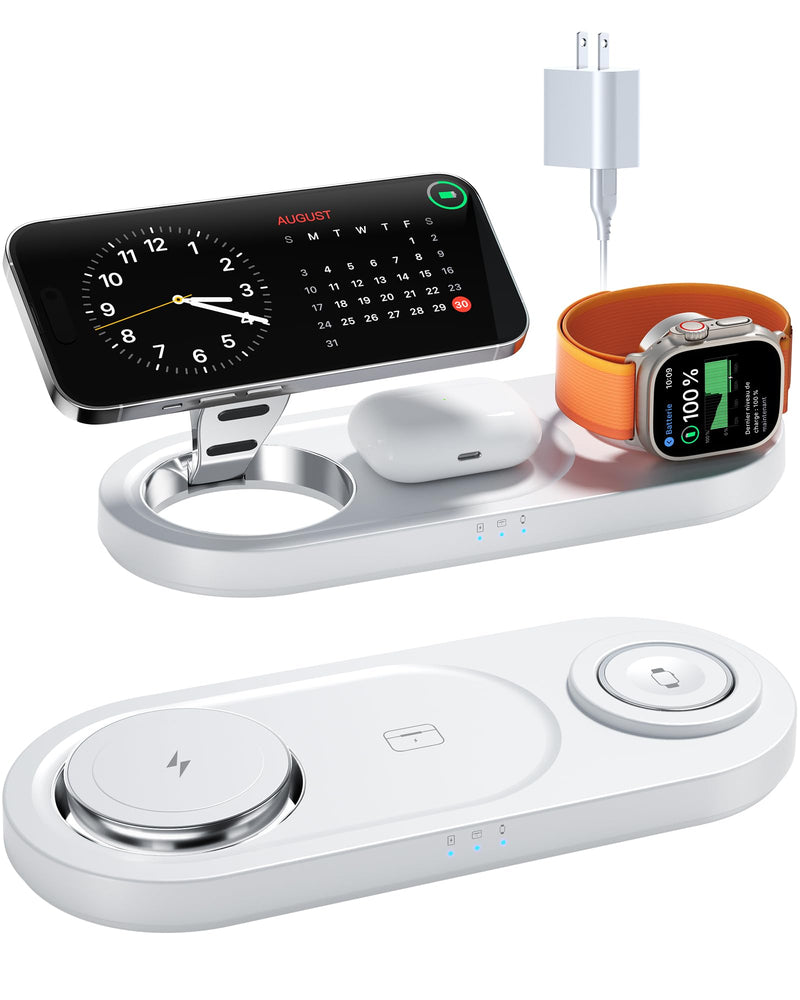 2024 Upgraded 3 in 1 Wireless Charger, Nano Magnetic iPhone Charging Station for Apple Devices, Fast Mag Safe Charging Pad for iPhone 15/14/13/12 Series & AirPods Pro & All Apple Watch Series, White
