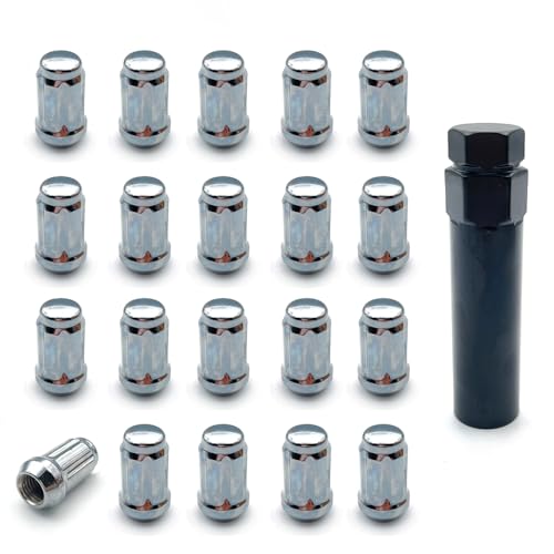 M12x1.5 Chrome Spline Lug Nuts, 20pcs Chrome Closed End Lug Nuts - Compatible with 2006-2019 Ford Fusion, 2000-2019 Ford Focus, 2001-2019 Ford Escape Aftermarket Wheel