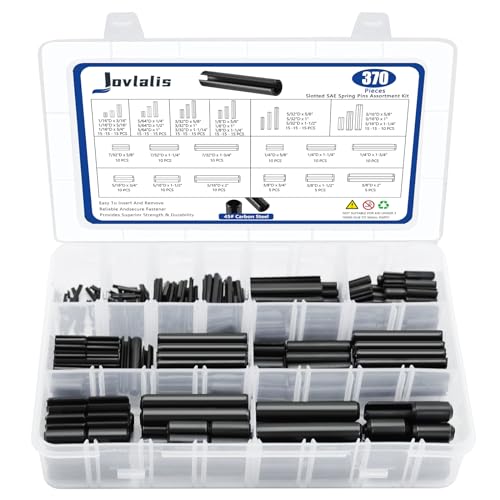 SAE Roll Pin Set, 370 Pcs Roll pin Assortment, Slotted Spring Pins 370pcs SAE Roll Pin