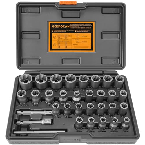 GIREORAN Upgrade Bolt Extractor Kit, Stripped Bolt Extractor Socket Set