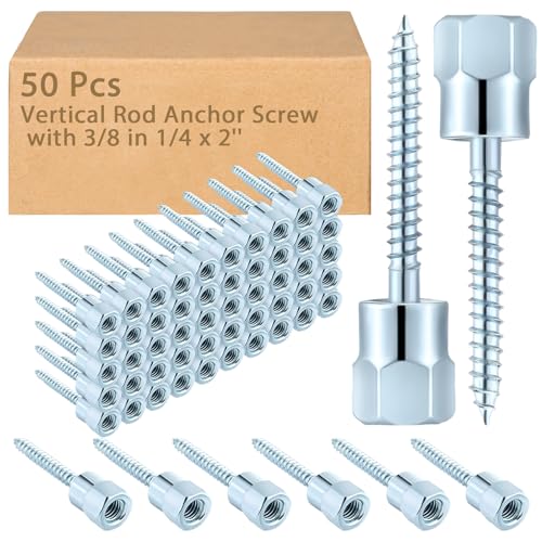 Gisafai 50 Pcs 3/8'' Vertical Threaded Rod Anchor Screw 1/4 x 2'' for Wood