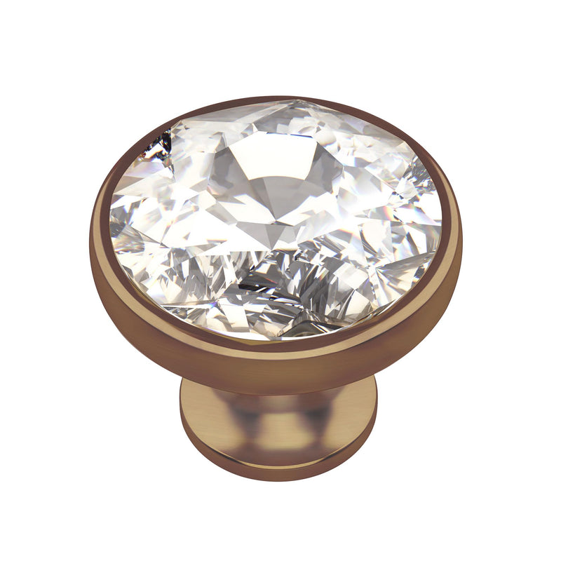Alzassbg Clear Crystal Champagne Bronze Cabinet Knobs 10 Pack, AL1011BRG | 1.3 Inch Diameter, Crystal with Champagne Bronze Base, Decorative Hardware Pulls, for Cabinets and Drawers Champagne Bronze(Round)