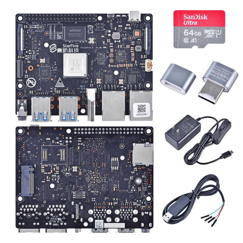 VisionFive2 RISC-V Single Board Computer Starter Kit, StarFive JH7110 Processor with Integrated 3D GPU, 4GB Memory, Without WiFi Module, 1.3B New Version