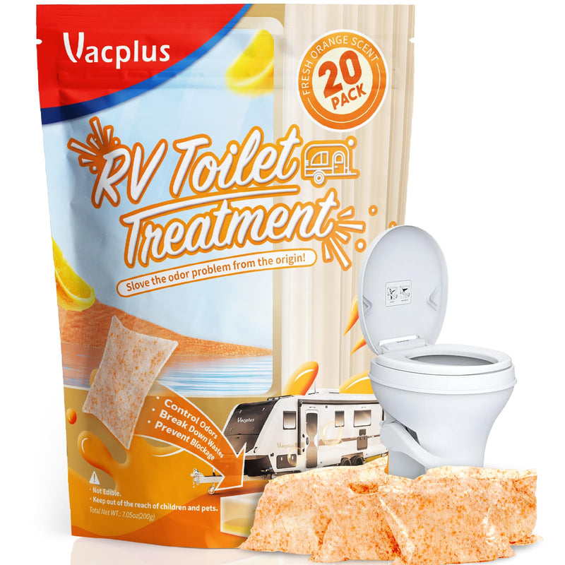 Vacplus RV Toilet Treatment - 20 Pack, RV Black Tank Treatment, RV Septic Tank Treatment, Easy-to-Use RV Holding Tank Treatment, Drop-In RV Toilet Pods, RV Tank Deodorizer, Essential RV Accessories