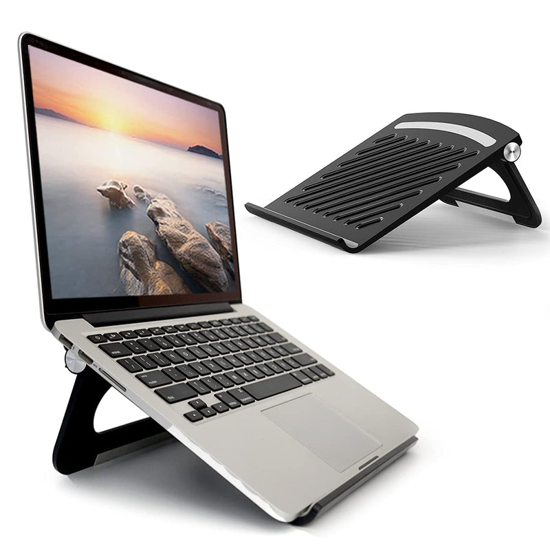 Laptop Stand for Desk Stable Foldable Adjustable Multi-Angle Computer Desktop Holder Ventilated Lapdesks Riser for Mackbook, Lenovo, Dell, iPad, HP - Within 17' (Black) black