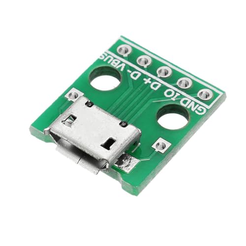zalati Micro USB to DIP Adapter 10pcs 5 Pin Female B Type PCB Converter Pin Board 2.54mm Pitch Adapter Breakout Board 5-pin Pin Board