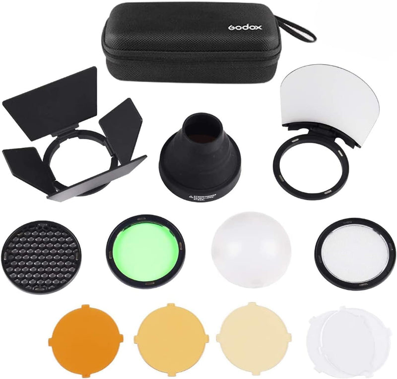Godox V1 Accessories AK-R1 Kit - Compatible with Godox V1 / H200R Round Flash Head, AD200 / AD200Pro | 12-Piece Magnetic Flash Accessories Set