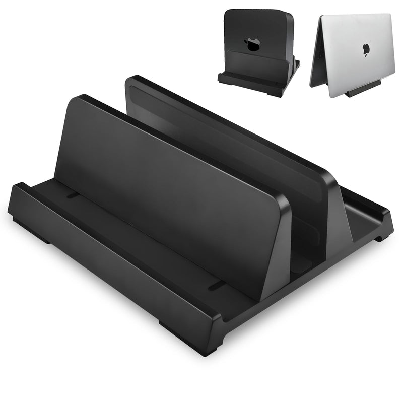 Vertical Laptop Stand Holder, ABS Organizer with Adjustable Dock, All in 1 Design Space-Saving, Sturdy Laptop Computer Holder for PC up to 17.3 inches, MacBook, Mini PC, Pad, Phone (Black, 1 Slot) Black