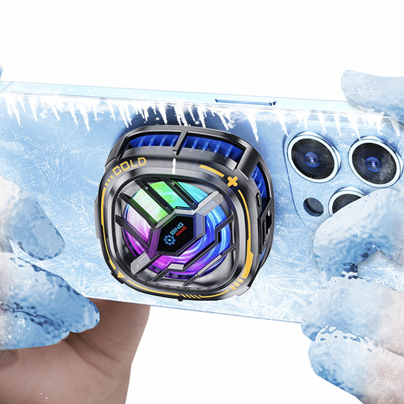 Magnetic Cell Phone Cooler, RGB Phone Cooling Fan Portable Lightweight Mobile Phone Cooling Fan, Phone Radiator with Temperature Display for Mobile Gaming,Tiktok Live Streaming