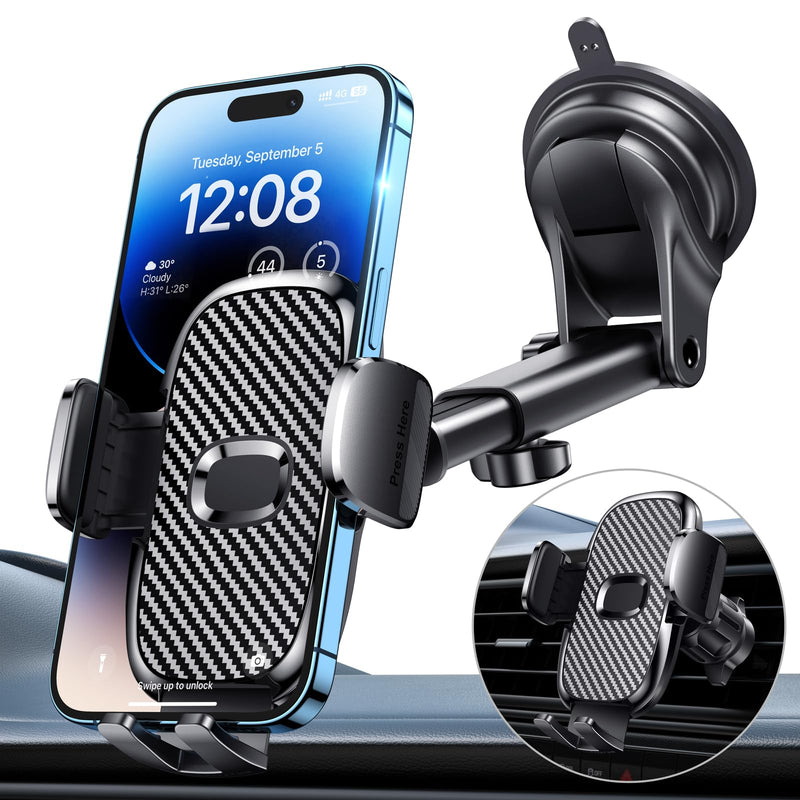 Car Phone Holder[Military-Grade 360°Suction Cup]Phone Holders for Your Car Universal Accessories Air Vent Dashboard Windshield Phone Mount Automotive Cradles Fit for iPhone Android Smartphone Car Phone Mount
