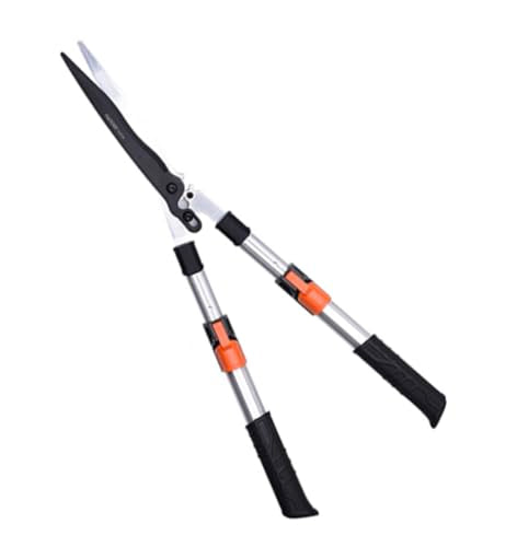 Edward Tools Pro Gear Lever Hedge Shears - 29” - 34” - Telescoping Extendable Handle with High Carbon Steel Teflon Coated Wavy Blade - Ergo Rubber Long Handle - Heavy Duty Gardening Tool