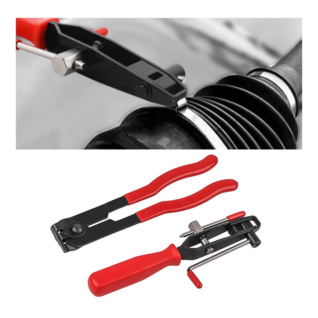 2 PCS CV Joint Boot Clamp Pliers, Heavy Duty Automotive Clamp Pliers Kit with CV Boot Clamps, Universal Ear CV Axle Boot Clamp Pliers, Vehicle Repair Tool for Car ATV UTV (Red) Red