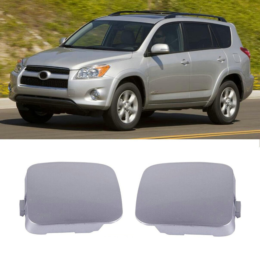 2Pcs Right + Left Side Front Bumper Tow Hook Eye Cover Cap for Toyota RAV4 2009 2010 2011 2012 Silver