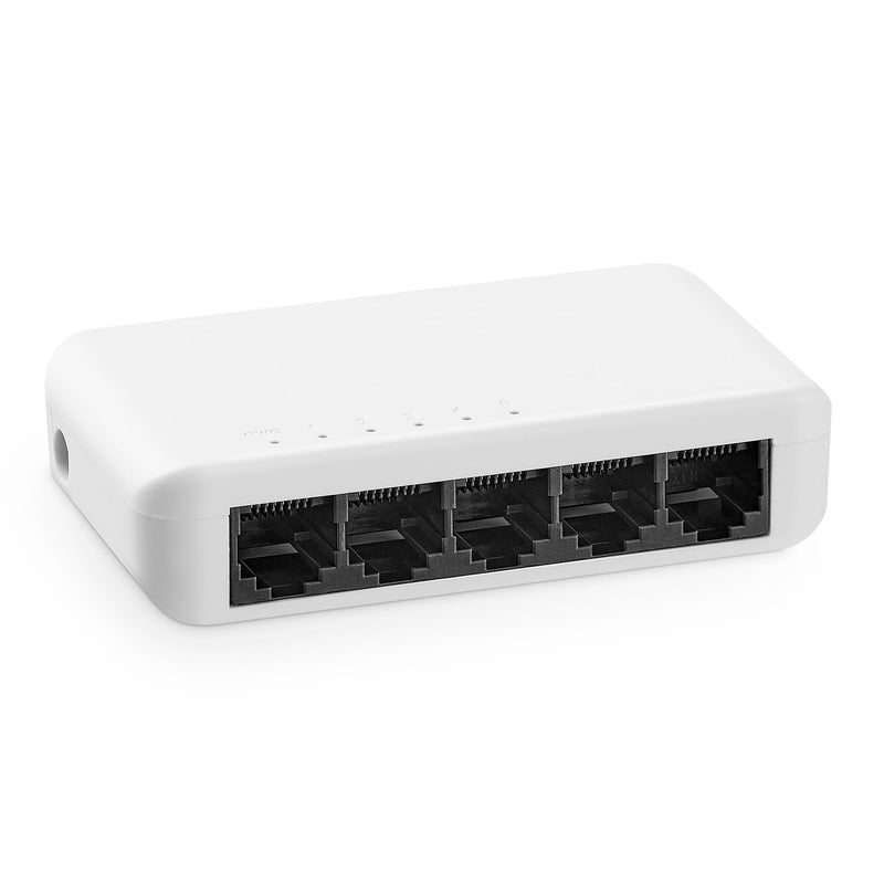MokerLink 5 Port Gigabit Unmanaged Ethernet Switch, 4 x 100/1000Mbps Ports and 1 Gigabit Uplink, Home Office Network Hub Splitter, Plastics Desktop & Wall Mount Network Switch 5*1G