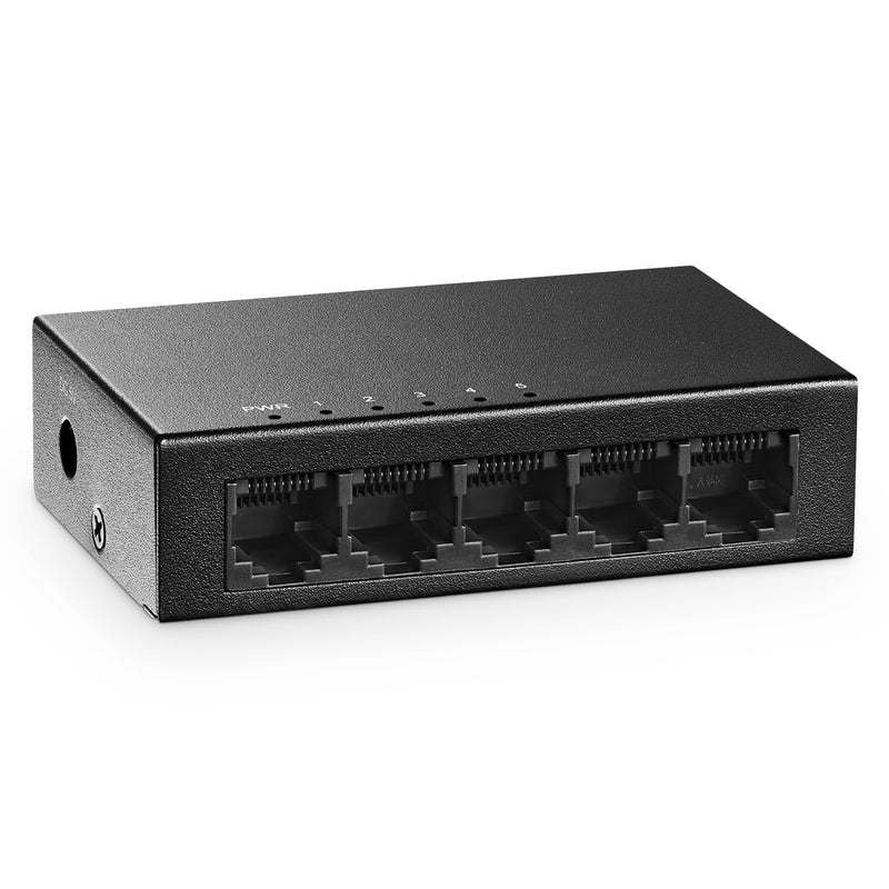 MokerLink 5 Port Gigabit Unmanaged Ethernet Switch, 4 x 100/1000Mbps Ports and 1 Gigabit Uplink, Home Office Network Hub Splitter, Metal Desktop & Wall Mount Network Switch 5x1G