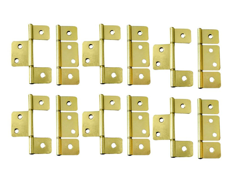 QCAA Flag Three Leaf 3-1/2" Bifold Shutter Hinge for Non-Mortise Cabinet Hardware, Brass Plated, Made in Taiwan, 12 Pack