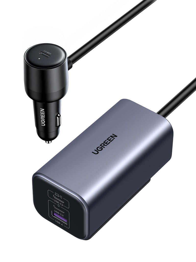 UGREEN 150W USB C Car Charger, PD 3.1 140W Car Charger Adapter Fast Charging 4-Port Cigarette Lighter USB Multi Port Charger Compatible with iPhone 17/16/15, Galaxy S24/S23, iPad, Tablet, Laptop