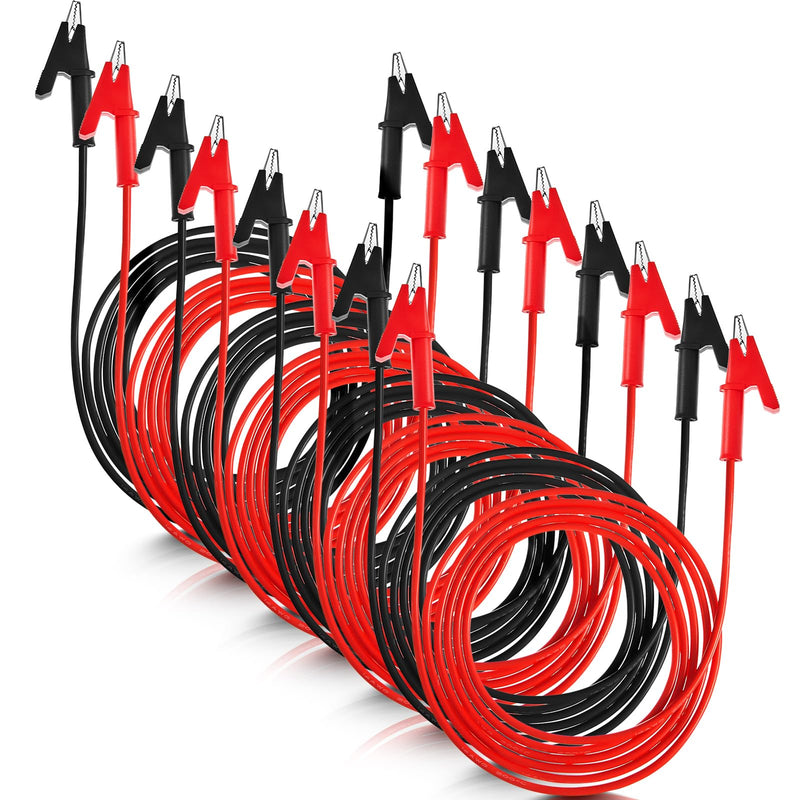 Dunzy 8 Pcs Dual-Ended Alligator Clip Test Leads Jumper Wires Alligator Clips 1500v 20a 6.6ft Electrical Test Wires Silicone Flexible Cable for Electrical Testing 6.6 Ft