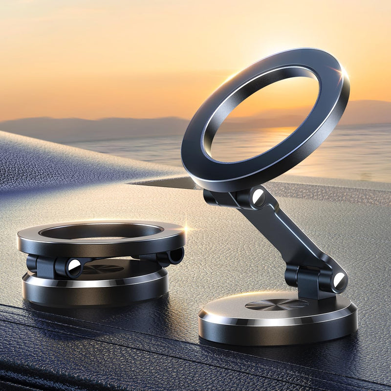 JOYROOM for Magsafe Car Mount,【Folding & 360° Rotation】 All-Metal Magnetic Phone Holder for Car, Strong Magnets iPhone Car Mount Hands Free Phone Holders for Your Car Dash Fits iPhone 15 14 13 Pro Max Black