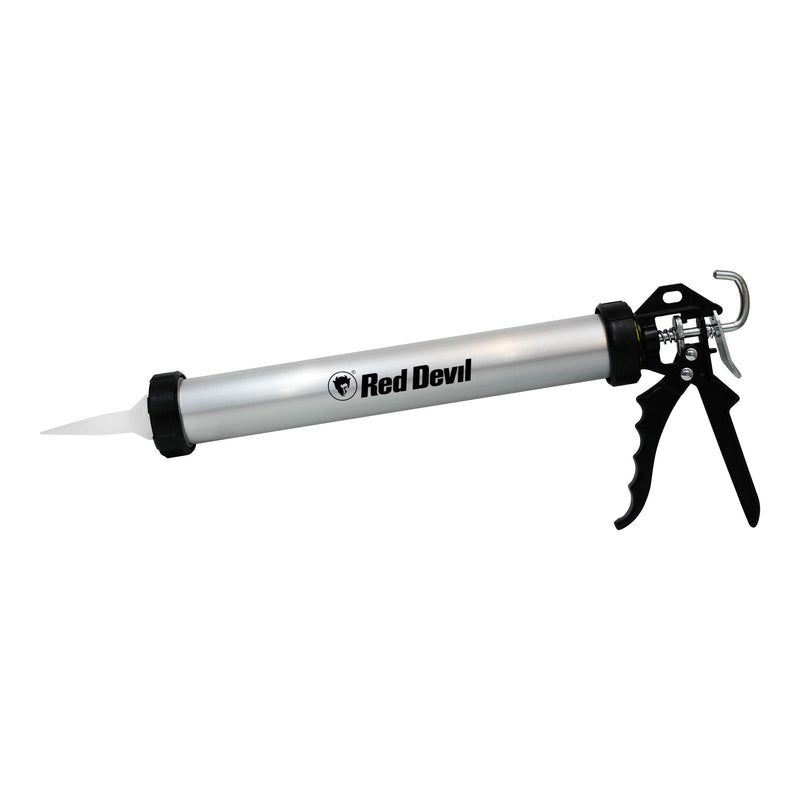 Red Devil Pro Aluminum Sausage Caulk Gun - 20 oz, 360° Revolving Barrel, 18:1 Thrust Ratio, Drip Free Technology (3983)