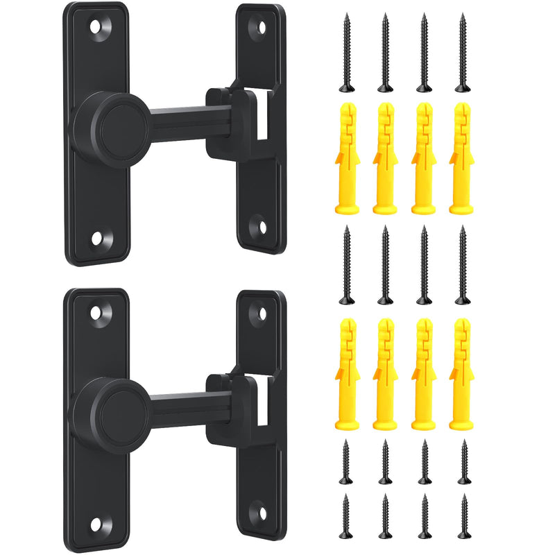 XOOL Barn Door Lock Latch, 90 & 180 Degree Heavy Duty Barn Door Latch, Lock Latch for Door, Garden, Bathroom, Garage, Window, Outdoor, Garage, Barn Black 2PCS