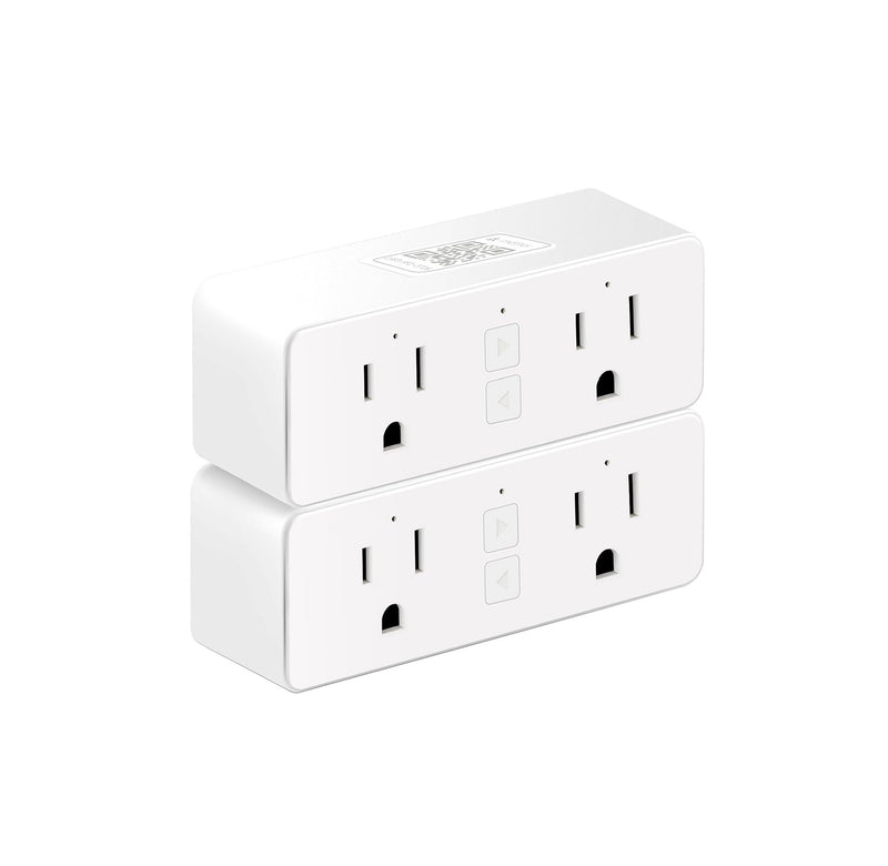 Matter Dual Smart Plug, Work with Apple Home, Siri, Alexa, Google Home, SmartThings, Smart Outlet 15A/1800W Max, Smart Home Automation, APP Remote Control,Timer&Schedule, White, 2-Pack Matter Smart Plug