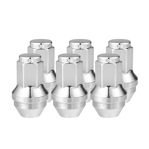 6 Pcs Wheel Lug Nuts Compatible for Ford Expedition for Ford F-150 2000-2014, Durable Chorme Plated M14x2.0 Carbon Steel Silver Tone Tire Lugnuts 6
