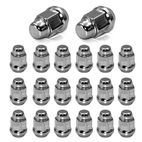20pcs Chrome M12x1.5 Closed End Bulge Acorn Lug Nuts, 1.4 inch Length Cone Seat 19mm Hex