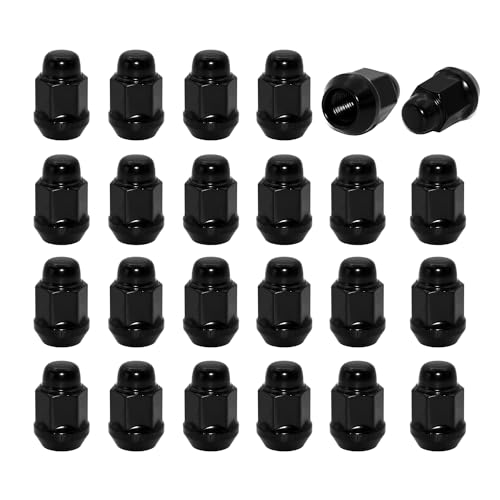 24pcs Black M12x1.5 Closed End Bulge Acorn Lug Nuts, 1.4 inch Length Cone Seat 19mm Hex