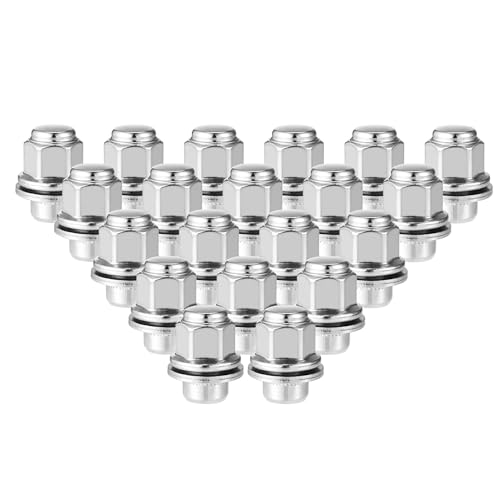 20 Pcs Wheel Lug Nuts Compatible for INFINITI EX35 G25, Durable Chorme Plated M12x1.25 Carbon Steel Silver Tone Tire Lugnuts 20