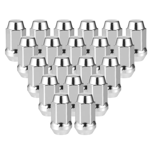 20 Pcs Wheel Lug Nuts Compatible for Ford Explorer for Lincoln MKS, Durable Chorme Plated 1/2-20 Carbon Steel Silver Tone Tire Lugnuts 20