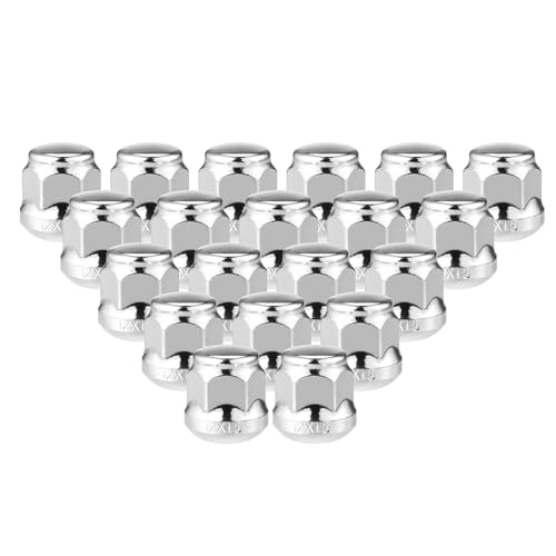 20 Pcs Wheel Lug Nuts Compatible for Honda Accord Civic, Durable Chorme Plated M12x1.5 Carbon Steel Silver Tone Tire Lugnuts 20