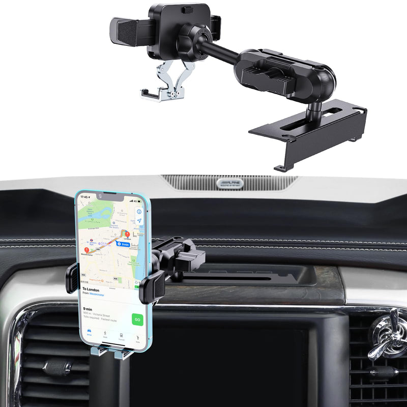 Kaishengyuan Metal Phone Mount for Ram Truck 2013-2018, Dash Mount Cell Phone Holder Compatible with RAM 1500/2500/3500 & 2019+ Classic, Metal Ball Adapter Phone Stand Arm Fit for Most Smartphones Universal Mount