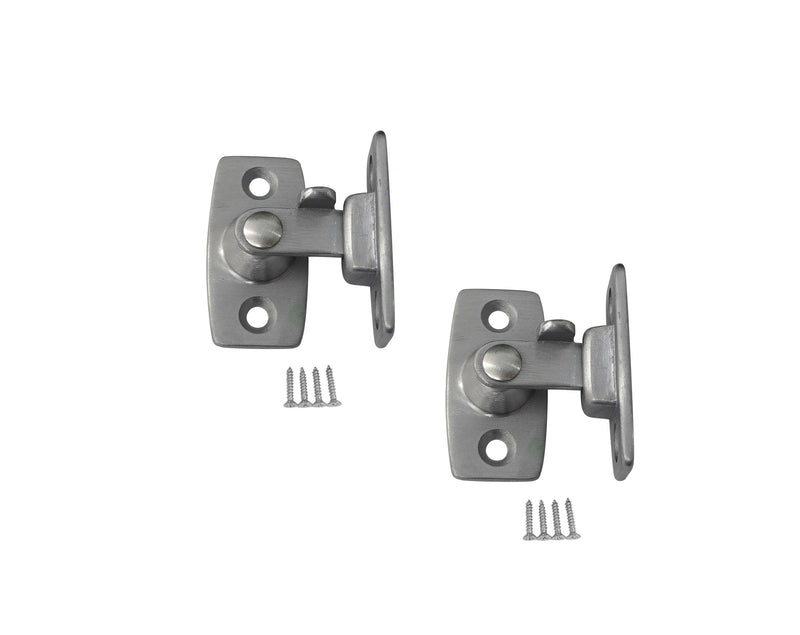QCAA Heavy Forged Solid Brass Door Latch, 90 Degree Right Angle Door Latch Buckle for Doors & Windows, Small, 1.75", Satin Chrome, 2 Pack, Made in Taiwan Satin Chrome-1.75"