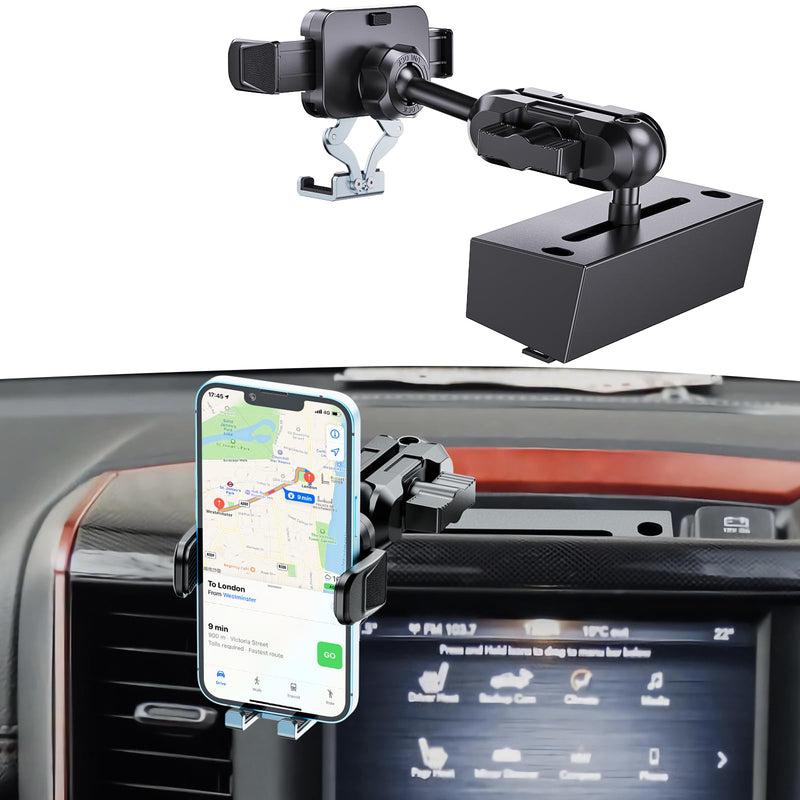 Kaishengyuan Upgraded Metal Phone Mount for Ram Truck 2019+, Dash Mount Cell Phone Holder Compatible with Dodge RAM 1500/2500/3500 & TRX, 360° Adjustable Adapter Phone Stand Fit for Most Smartphones Universal Mount