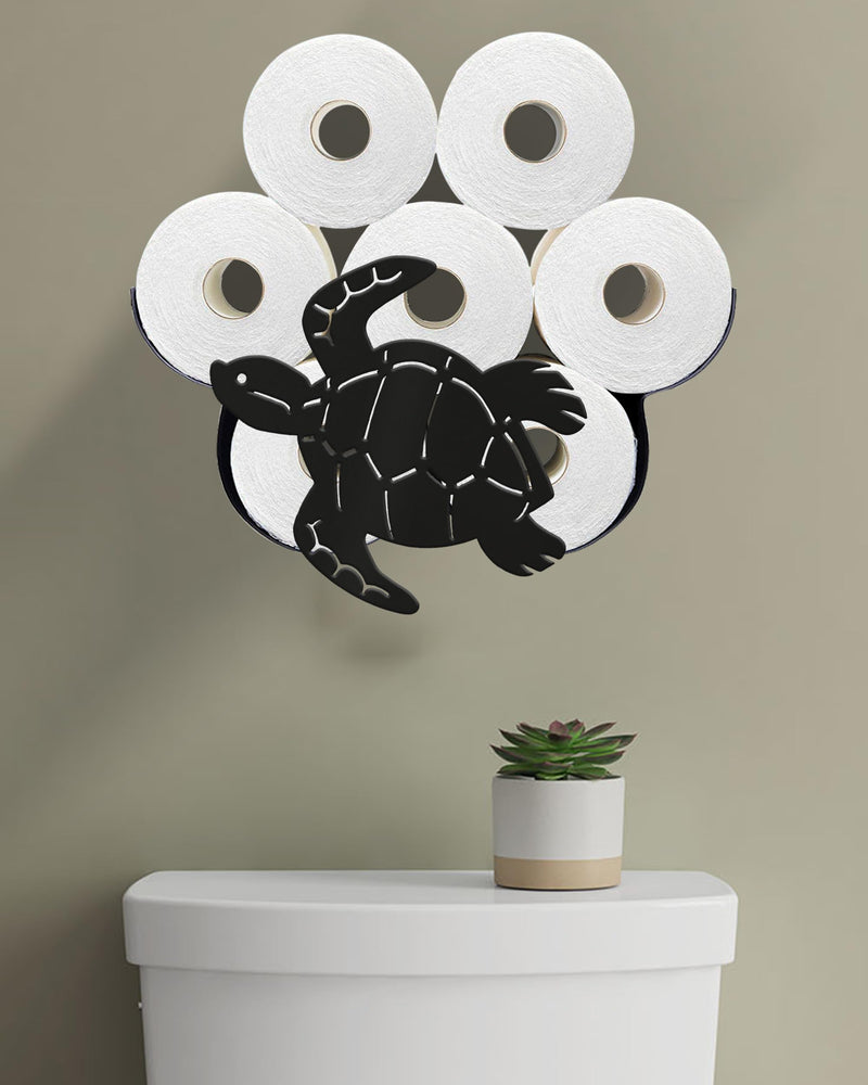 Sea Turtle Toilet Paper Holder for Extra 8 Rolls, Funny Decorative Toilet Paper Storage Wall Mounted, Farmhouse Bathroom Animal Decor Accessories Storage Cabinet Standard - Wall Mount Jewel Black - Ocean Turtle