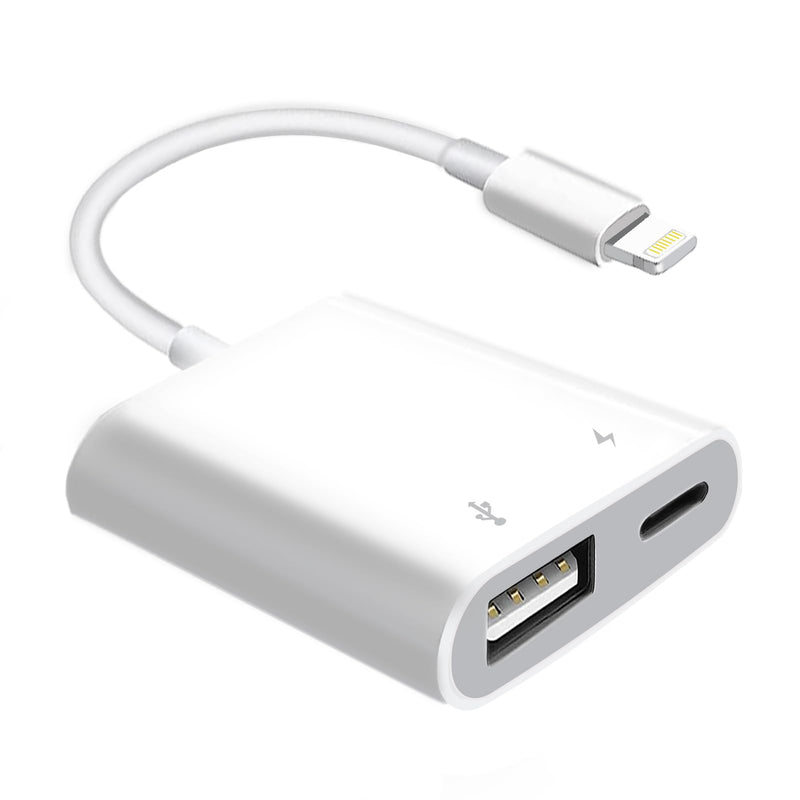 [Apple MFi Certified] Lightning to USB Camera Adapter with Charging Port for iPhone, USB 3.0 Female OTG Cable for iPad to Connect Card Reader USB Flash Drive U Disk Keyboard Mouse Hubs Midi OTG + Charging Port to Lightning