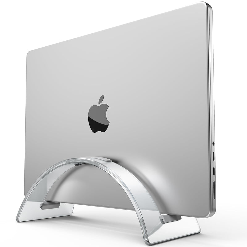Acrylic Vertical Laptop Stand for Desk,Acrylic Invisible Desktop Notebook Dock,Vertical Laptop Holder Space-Saving Organizer for All MacBook, Surface, Samsung, HP, Dell Single Slot Clear