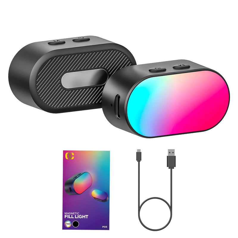 AOCHUAN Magnetic RGB LED Light, 7 Color Temperature, 3 Brightness Adjustment, 180 Mins Long-Lasting, Gradient Mode, Flash Mode 180° Fill Light for AOCHUAN Stabilizer